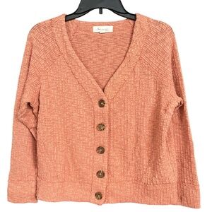 Two by Vince Camuto Peach Textured Lightweight Cardigan Sweater Size M